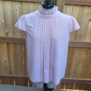 Ann Taylor dusty pink ruffle mock neck top Medium